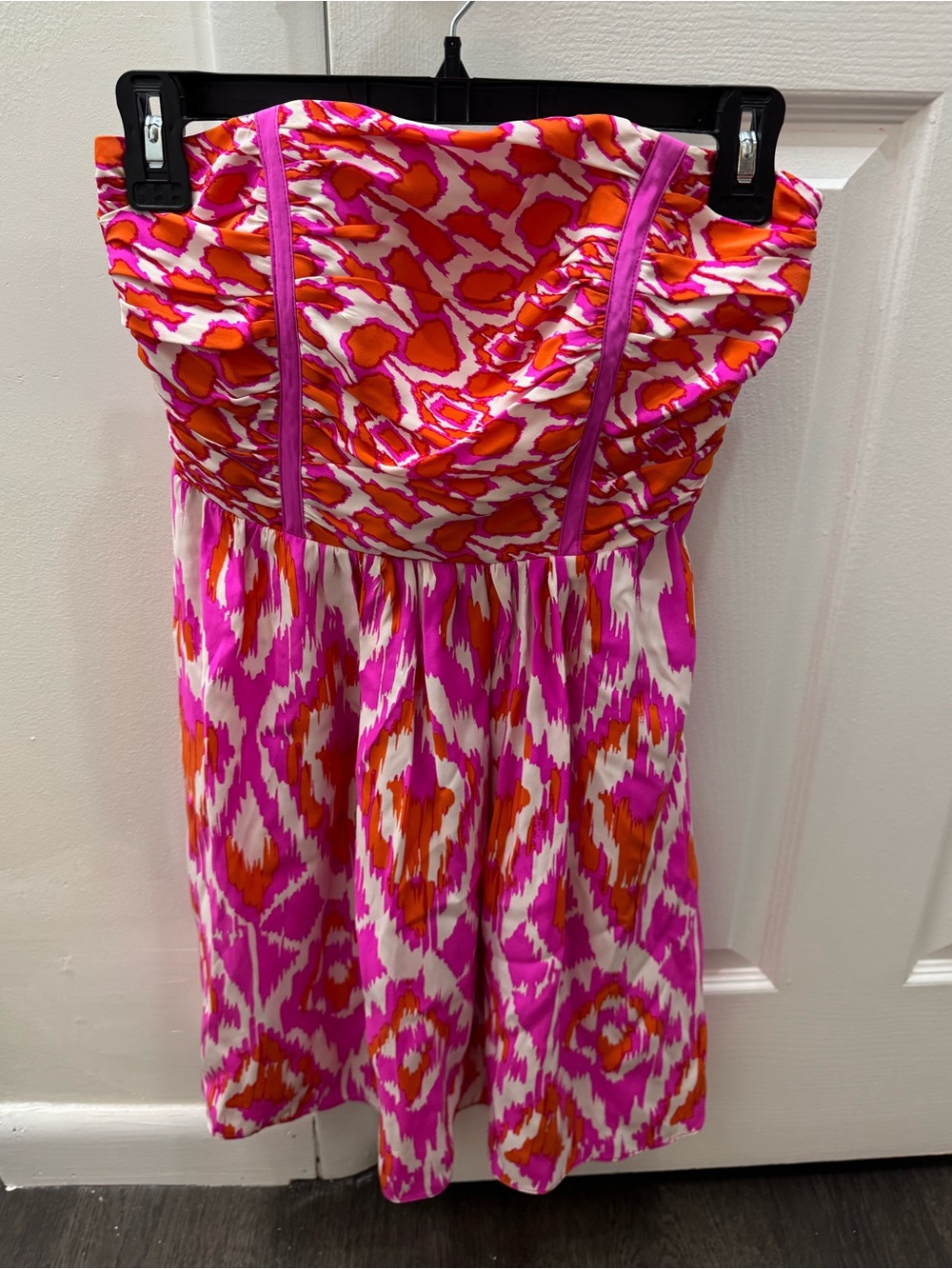 Alice & Trixie Strapless Pink and Orange Printed Dress
